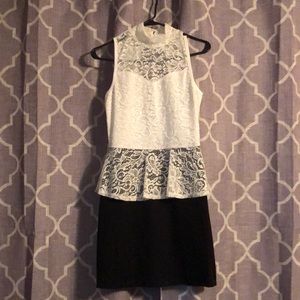 White lace peplum style dress with black bottom